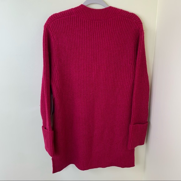 NWT Athleta Shasta V-Neck Oversized Chunky Knit Sweater in Bright Pink Size XS - Picture 12 of 14